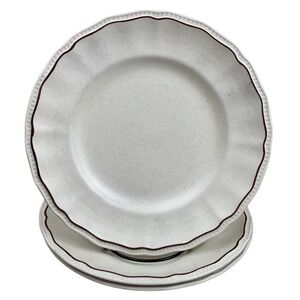 Kensington Ironstone Handcrafted England Brown Plates Set of 3 Scalloped Edge